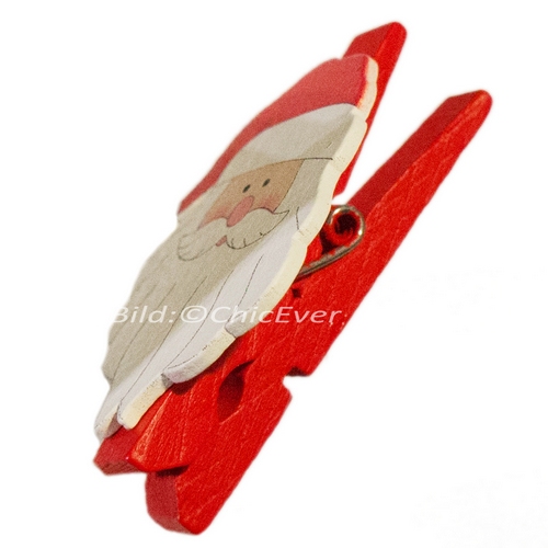 24 Klammern Holz Schneemänner Nikolaus Christbaumschmuck Weihnachten Weihnachtsbaum Deko